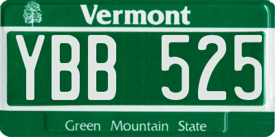 VT license plate YBB525