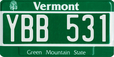 VT license plate YBB531