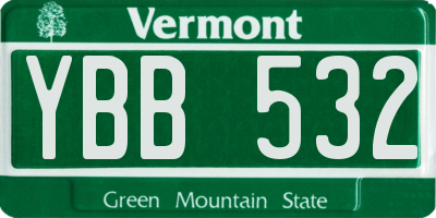 VT license plate YBB532