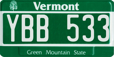 VT license plate YBB533