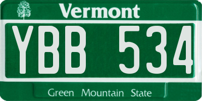 VT license plate YBB534