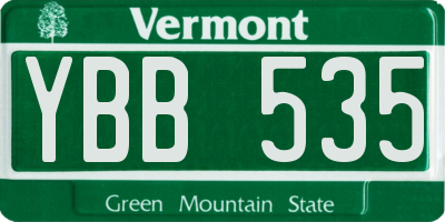 VT license plate YBB535