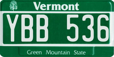 VT license plate YBB536