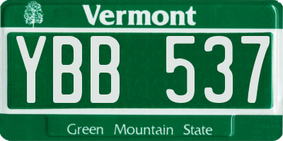 VT license plate YBB537