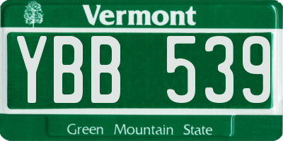 VT license plate YBB539