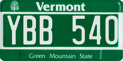 VT license plate YBB540