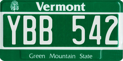 VT license plate YBB542