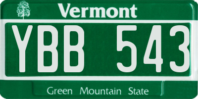VT license plate YBB543