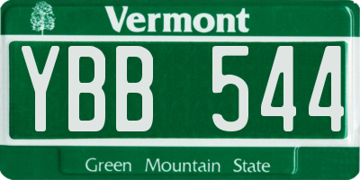 VT license plate YBB544