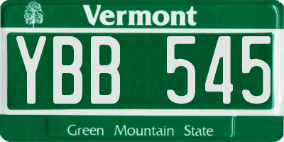 VT license plate YBB545