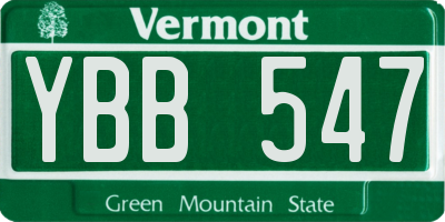 VT license plate YBB547
