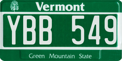 VT license plate YBB549