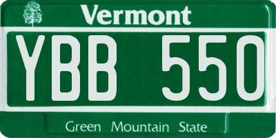 VT license plate YBB550