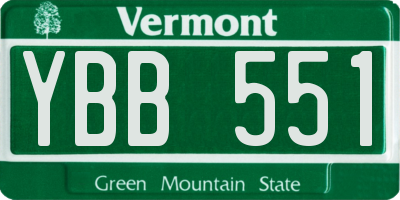 VT license plate YBB551