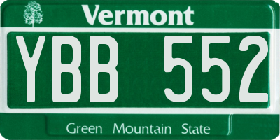 VT license plate YBB552