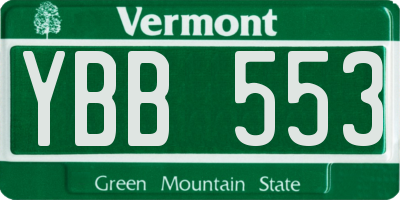 VT license plate YBB553