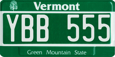 VT license plate YBB555