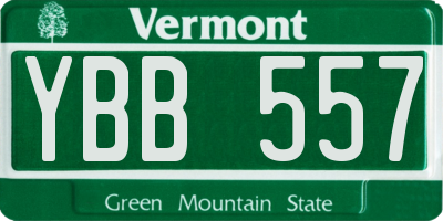 VT license plate YBB557