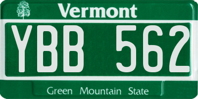 VT license plate YBB562