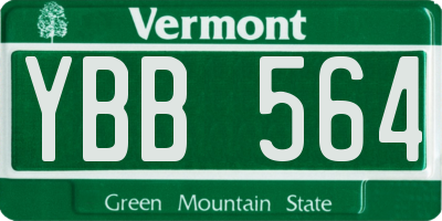 VT license plate YBB564