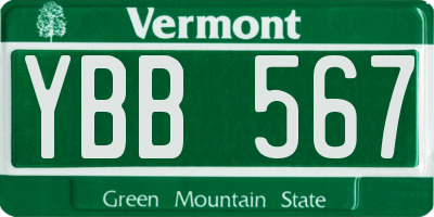 VT license plate YBB567