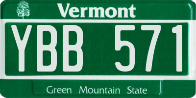 VT license plate YBB571
