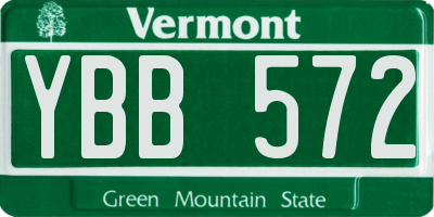 VT license plate YBB572