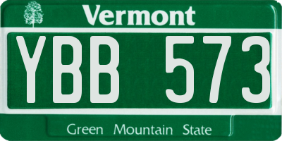 VT license plate YBB573