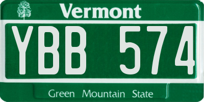 VT license plate YBB574
