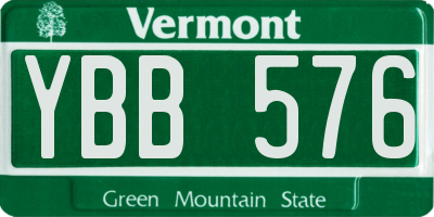 VT license plate YBB576