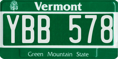 VT license plate YBB578