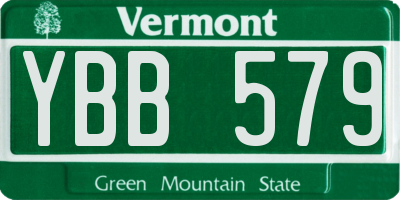 VT license plate YBB579