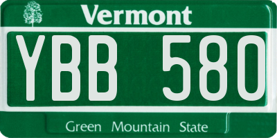 VT license plate YBB580