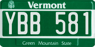 VT license plate YBB581
