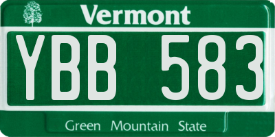 VT license plate YBB583