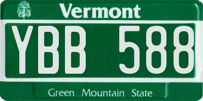 VT license plate YBB588