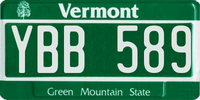VT license plate YBB589