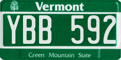 VT license plate YBB592