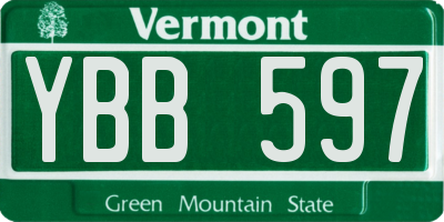 VT license plate YBB597