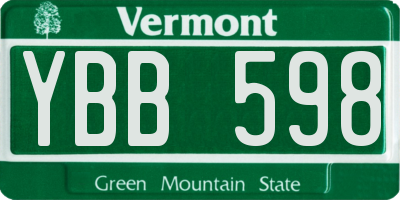 VT license plate YBB598