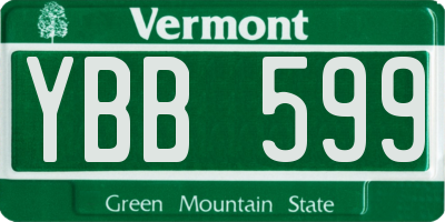 VT license plate YBB599