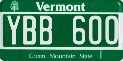 VT license plate YBB600