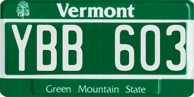 VT license plate YBB603