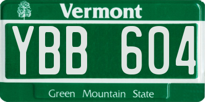 VT license plate YBB604