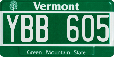 VT license plate YBB605
