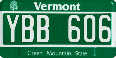 VT license plate YBB606