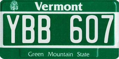 VT license plate YBB607