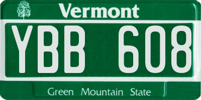 VT license plate YBB608