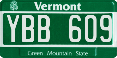 VT license plate YBB609