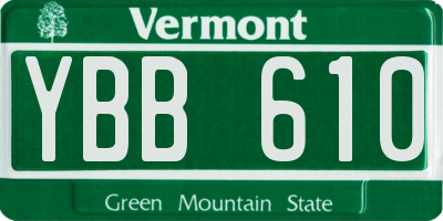 VT license plate YBB610